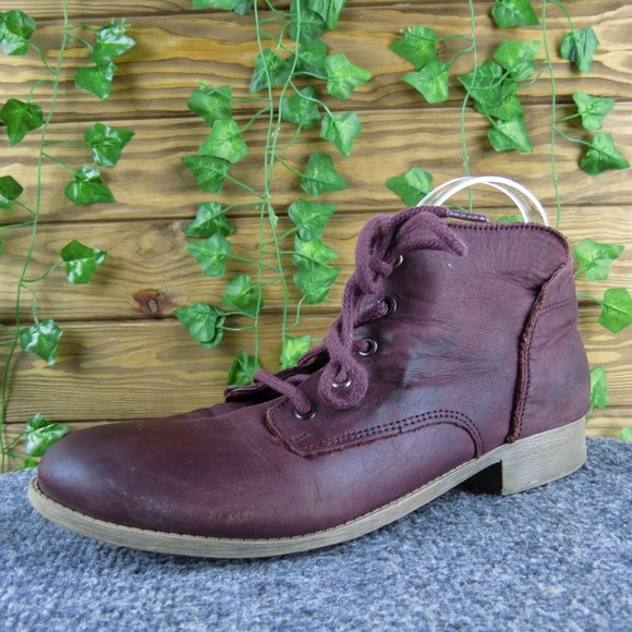 Steve Madden Rubin Burgundy Ankle Boots Lace Up Casual Low Heel Women's Shoes 10 - Picture 1 of 7